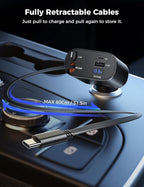 Retractable Car Charger 4 in 1 Fast Car Phone Charger Adapter - Image 2