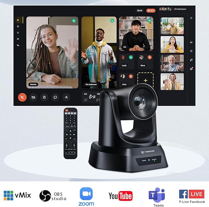 Wireless Conference Room Webcam, Church Live Streaming 20X USB 1080P 60fps PTZ - Image 7