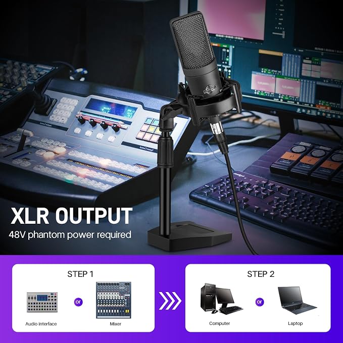 XLR Microphone Professional Cardioid Gaming Mic Kit - Image 4