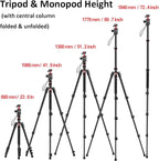 ULANZI TT31 72.4" Camera Tripod, Foldable Tripod & Monopod Aluminum w Claw - Image 5