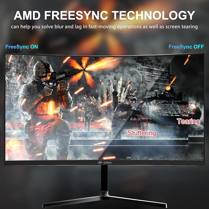 CRUA 24” Curved Gaming Monitor, 180Hz/144Hz FHD 1080P, Support 120% sRGB - Image 3