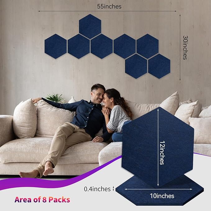 Mollywell Hexagon Acoustic Panels, High Density, Soundproofing, Decorative - Image 4