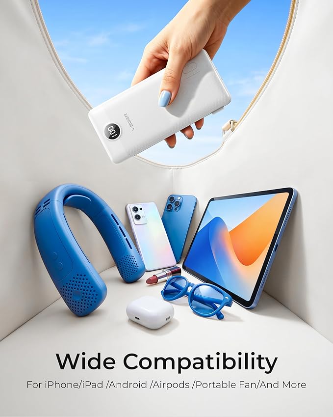 VEGER Portable Charger with Built-in AC Plug and Cables, All in One 10000mAh - Image 4