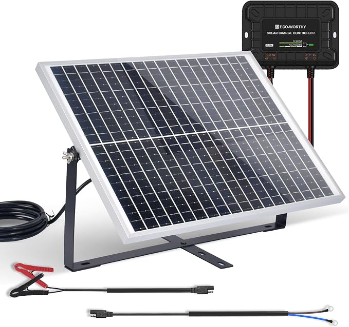 ECO-WORTHY 25W 12V Solar Battery Trickle Charger Maintainer, Waterproof Solar by ECO-WORTHY
