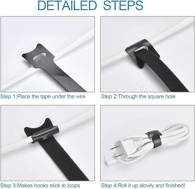 60PCS Fastening Cable Ties Reusable, Premium 6-Inch Adjustable Cord Ties - Image 4