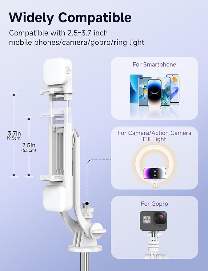 Selfie Stick Tripod with 2 Light, 3 Light Modes & 6 Brightness Levels - Image 5