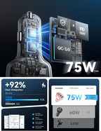 USB C Car Charger Cigarette Lighter Adapter 75W 4-Port Fast Car Charger Fast - Image 3
