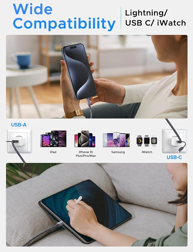 Multi Charging Cable for Apple Watch Charger iPhone Charger PD20W USB C/A Block - Image 5