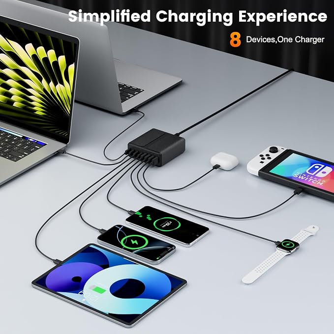320W USB C Charger Block, 8-Port USB C Charging Station PD 65W PC Laptop Fast - Image 4