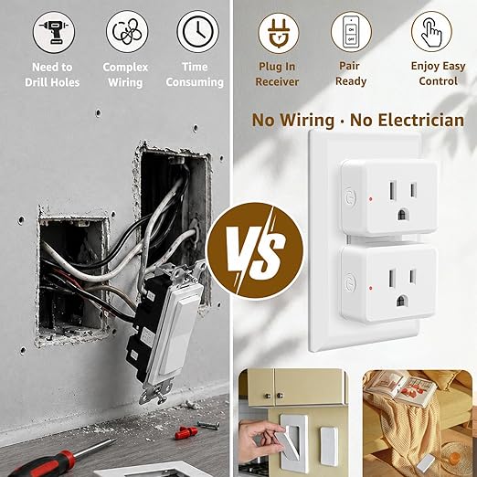 NineLeaf Slim WiFi Smart Plug w Switch, Remote App Control, Compatible - Image 6