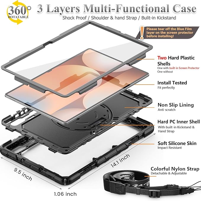 SEYMAC stock Case for Samsung Galaxy Tab S10 Ultra / S9 Ultra Tablet Case 14.6'' - Image 6