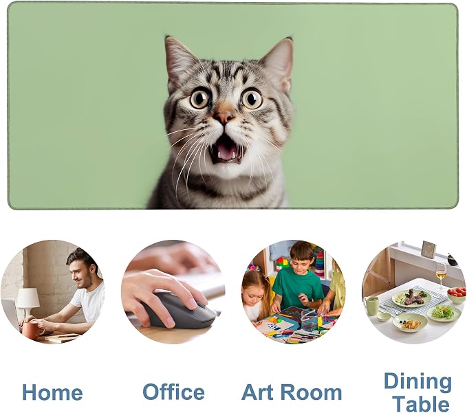 Large Mouse Pad A Surprised Cat Gaming Desk Pad Computer Keyboard Non-Slip - Image 5