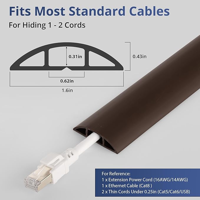 ZhiYo 10ft Cord Covers for Wires on Floor, Cord Hider Floor Hide Extension Cords - Image 2