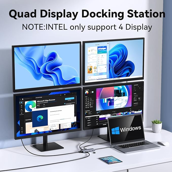 USB C to Dual HDMI Adapter, USB C Docking Station Dual Monitor Hub - Image 3
