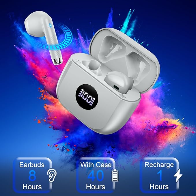 Wireless Earbuds, 40H Playback Mini Case IP7 Waterproof Sports Earphones - Image 6