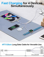 4-in-2 Charging Cable for Apple Watch Charger/Samsung/iPhone Charger, - Image 3