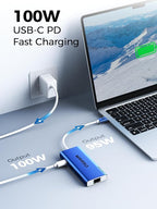 QGeeM USB C Hub Ethernet, 9 in 1 USB Type C Hub HDMI Multi-Port Converter - Image 5