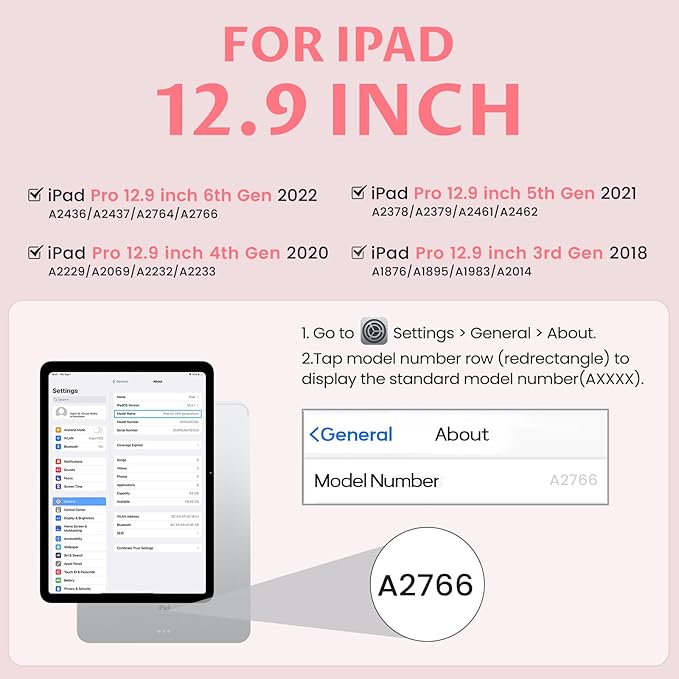 OYEEICE Keyboard Case for iPad Pro 12.9 inch 6th Gen 2022, 5th 2021, 4th 2020 - Image 2