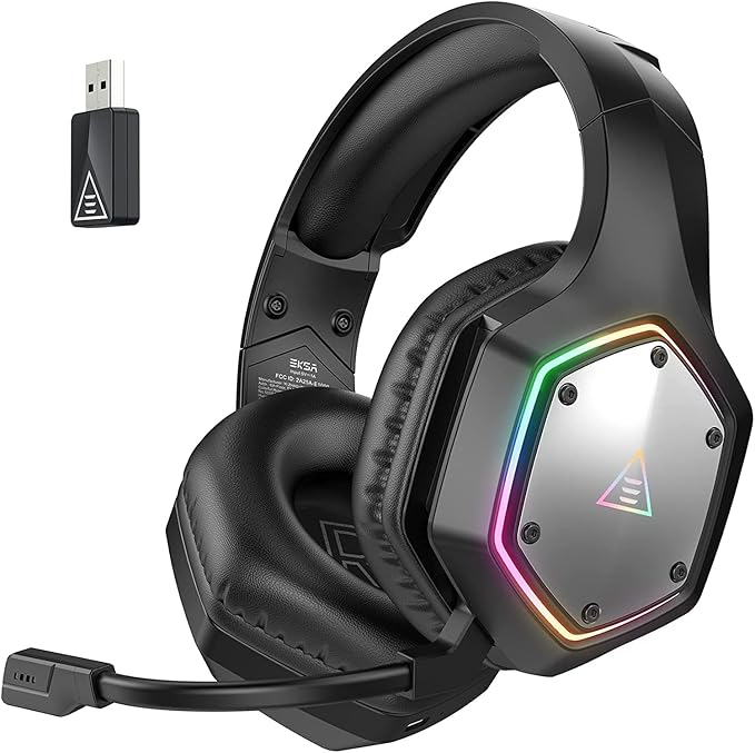 EKSA Wireless Gaming Headset, 2.4GHz USB Gaming Headphones by EKSA