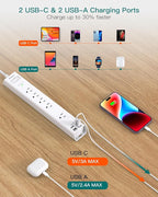 Addtam 2 Pack Surge Protector Power Strip -15ft Long Extension Cord, 5 Widely - Image 5