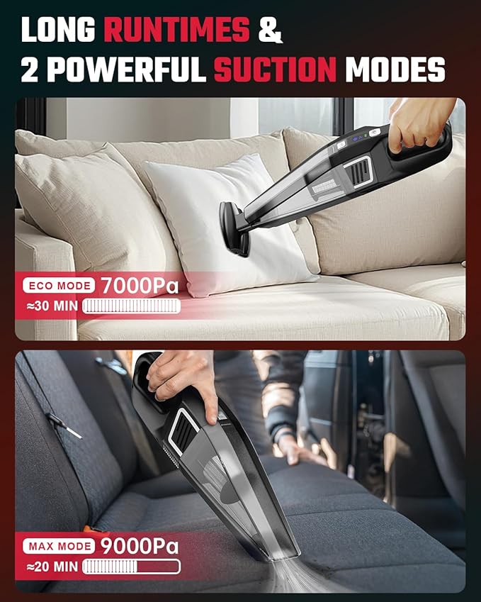 Handheld Vacuum Cordless, 9000PA Strong Suction, 2 Suction Modes, Fast Type-C - Image 2