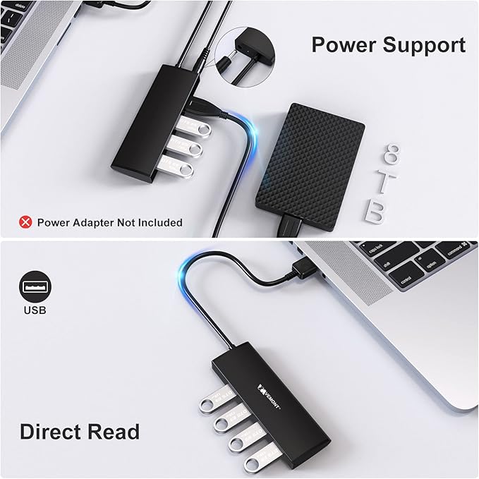 USB Hub, VEMONT 4-Port USB 3.0/2.0 HUB, Ultra Slim Portable High-Speed USB - Image 3