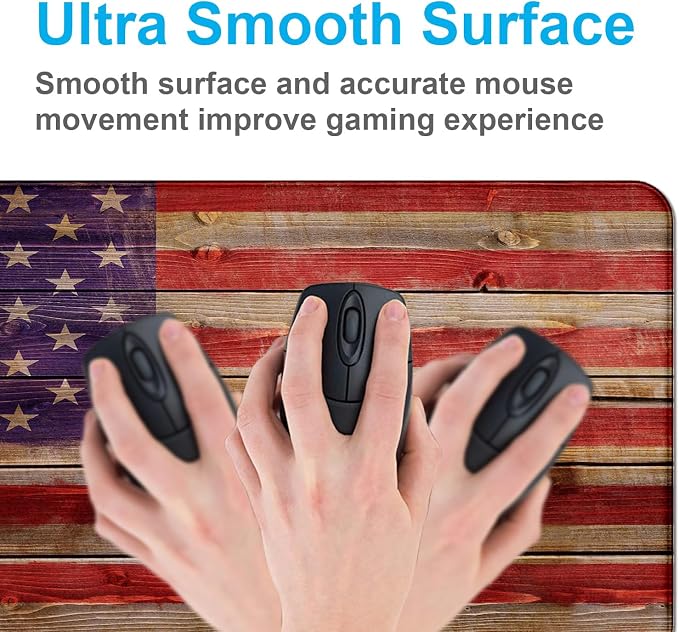 Patriot Wood Grain American Flag Extended Large Gaming Computer Mouse Pad - Image 4