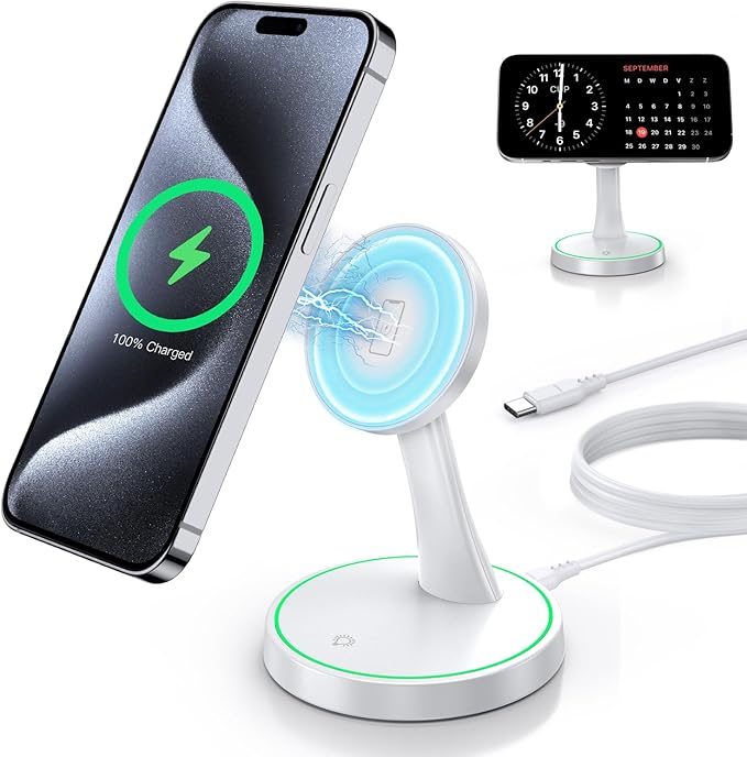 Magnetic Wireless Charger Stand 15W Fast Mag-Safe Charger by Verticalmagneticcharging