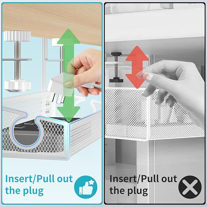 Under Desk Cable Tray White, No Drill Cable Organizer - Image 4
