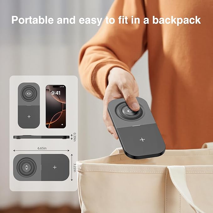 Magnetic Wireless Charging Station, 2 in 1 Travel Fast Wireless Charger - Image 4