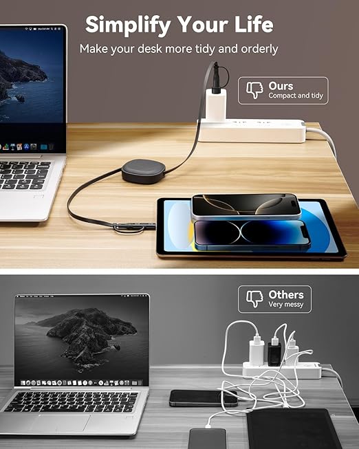 5 in 1 Retractable iPhone Fast Charging Cable, Samsung S24 S23, Tablet & More - Image 4