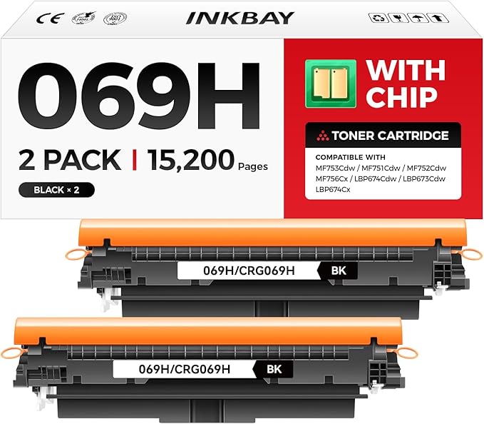 069H Toner Cartridges Black 2-Pack Replacement by INKBAY