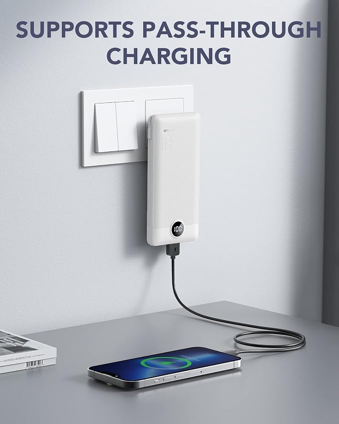 VRURC Portable Charger, Power Bank Built-in Cables and AC Wall Plug, USB C - Image 2