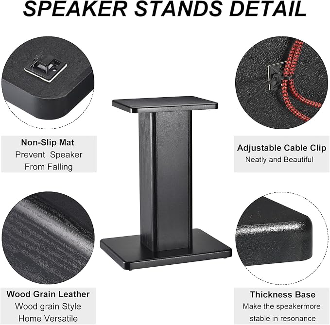 MECCANIXITY Wood Speaker Stands, 2 Pack 15.7 Inch Universal Speaker Stand - Image 3
