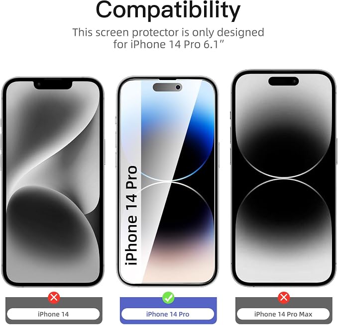 NEW'C 3 Pack Privacy for iPhone 14 Pro Screen Protector, Anti-Spy Tempered - Image 2