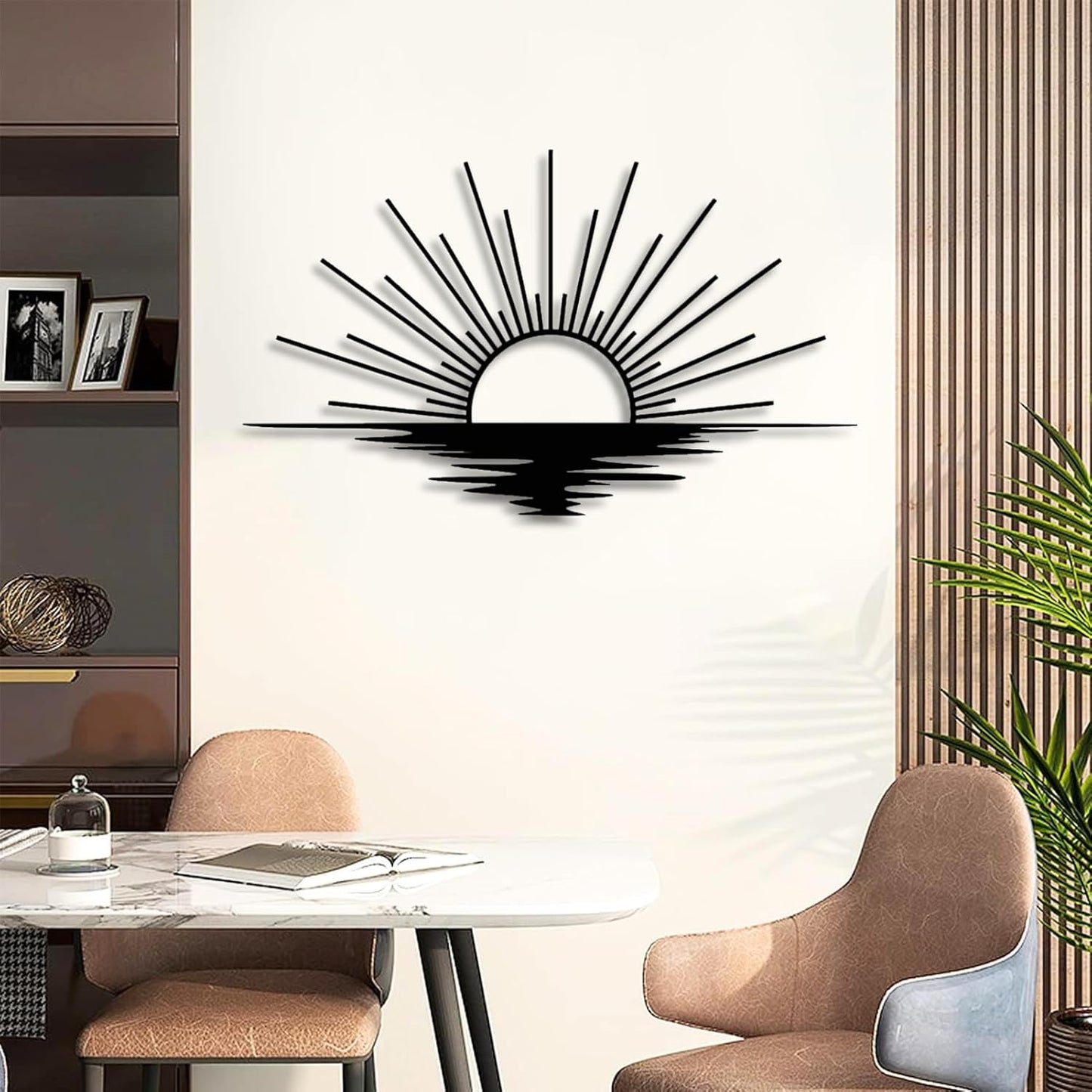 Sunrise Metal Wall Art, Metal Sun Wall Decor, Metal Sun Outdoor Decor, Large Metal Sun Wall Art, Sun Wall Art, Boho Sun Wall Art, Sunshine Metal Sign, Living Room Bedroom Wall Hangings (Gold, 35"x 20"| 90x53cm )