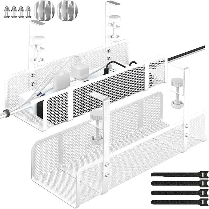 Under Desk Cable Management Tray, Wire Management Desk Cable Organizer Cable by BESTFORYOU