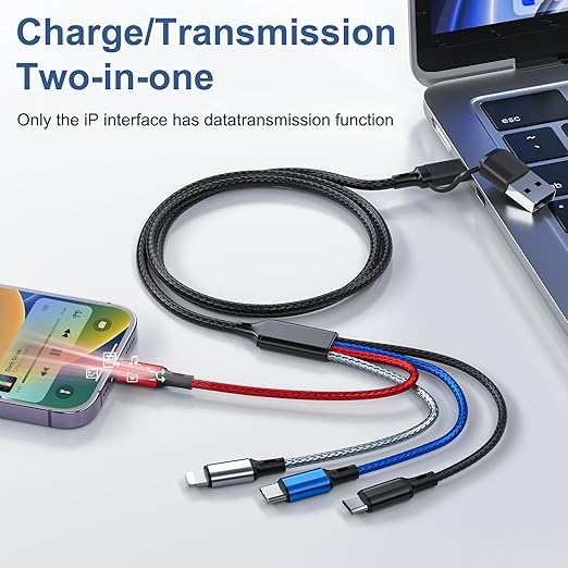 6 in 1 Multi Charging Cable 2Pack - 6FT USB Cable 3A Charger Cable Braided - Image 4