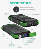 BLAVOR Solar Power Bank, PD18W QC3.0 Fast Charging 10W Wireless Charger - Image 9