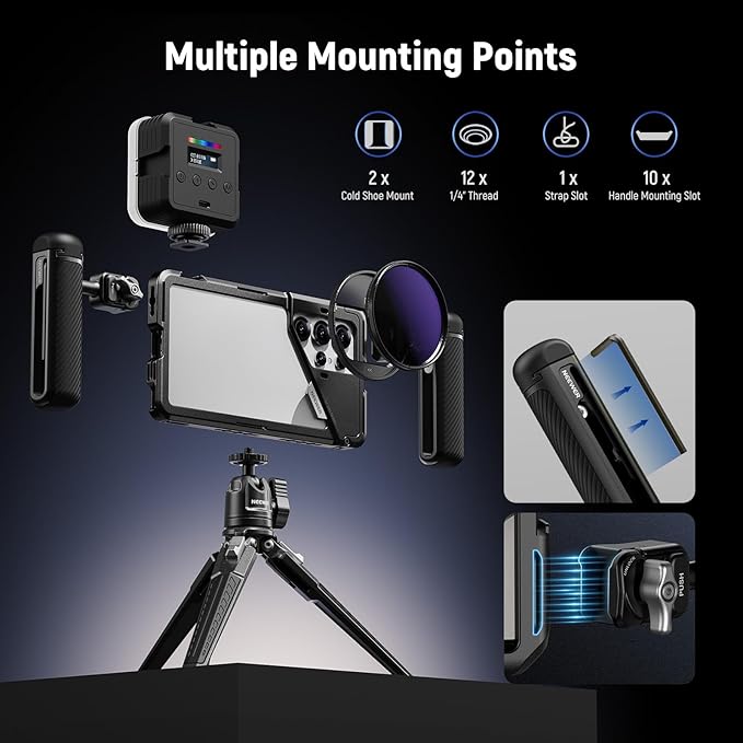 NEEWER S25 Ultra Phone Cage, PA082 Mobile Video Rig Phone Stabilizer - Image 6