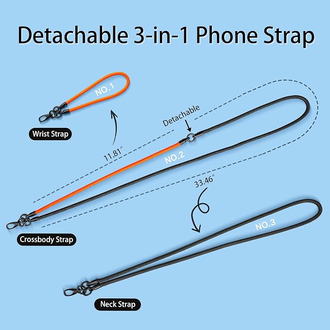 Cell Phone Lanyard, Crossbody Strap, Neck Holder & Wrist Lanyard 3-in-1 - Image 2