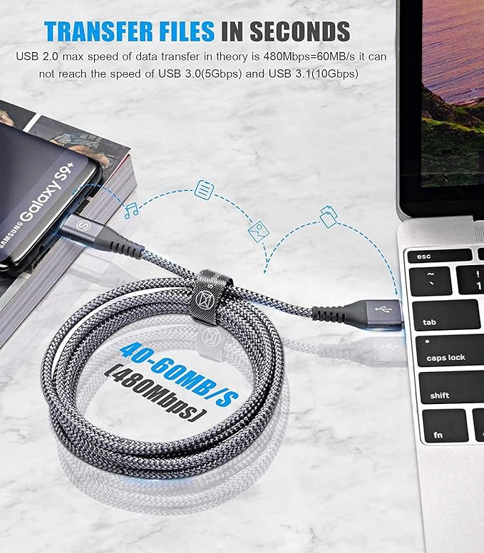 sweguard USB C Cable 3.1A Fast Charging, USB-A to USB-C Charger Nylon Braided - Image 5