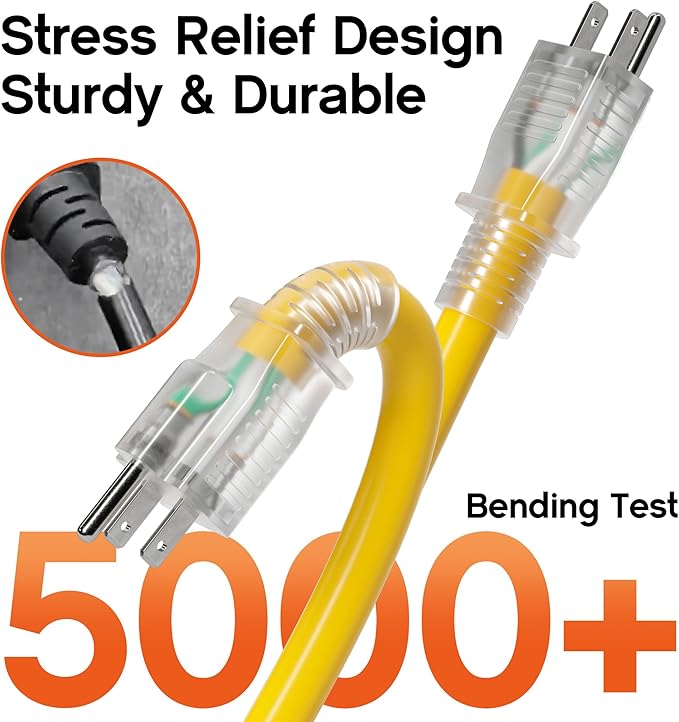12AWG 25 FT Heavy Duty Outdoor Extension Cord Waterproof - Image 4