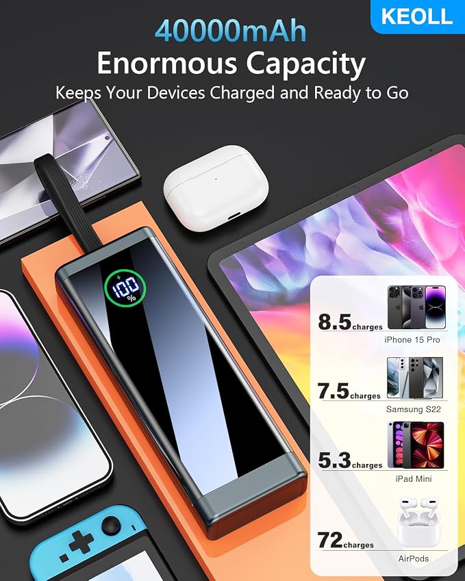 Portable Charger 40000mAh Power Bank, 22.5W Fast Charging Battery Pack - Image 7