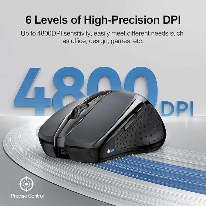 TECKNET Wireless Mouse Rechargeable 4800 DPI Silent USB A & Bluetooth Mouse 6 - Image 5
