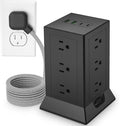 Power Strip Tower with Multiple Outlets 16.5 Ft Extension Cord Flat Plug with by HOZZX