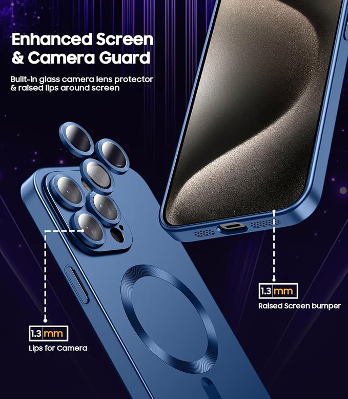 Magnetic for iPhone 15 Pro Case Slim Soft Silicone Bumper Shockproof Metallic - Image 3