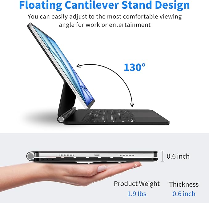 Keyboard Case for iPad Air 13 Inch, iPad Pro 12.9 inch–Magic-Style Magnetic - Image 7