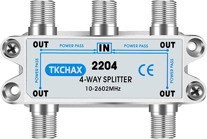 4 Way Coaxial Cable Splitter, Support 10-2602MHz, RG6 Compatible, Nickel-Plated - Image 5