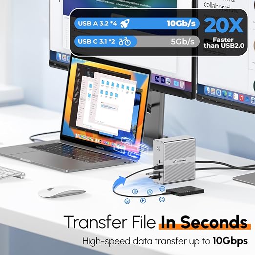 TobenONE DisplayLink Docking Station Triple Monitor - Image 6